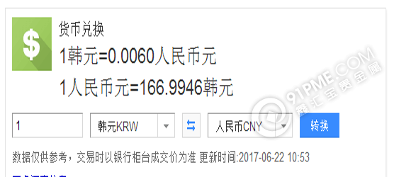 韩元兑人民币